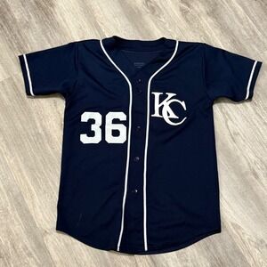 Youth Large Augusta Sportswear KC Royals‎ Baseball Jersey Number 36 Blue White